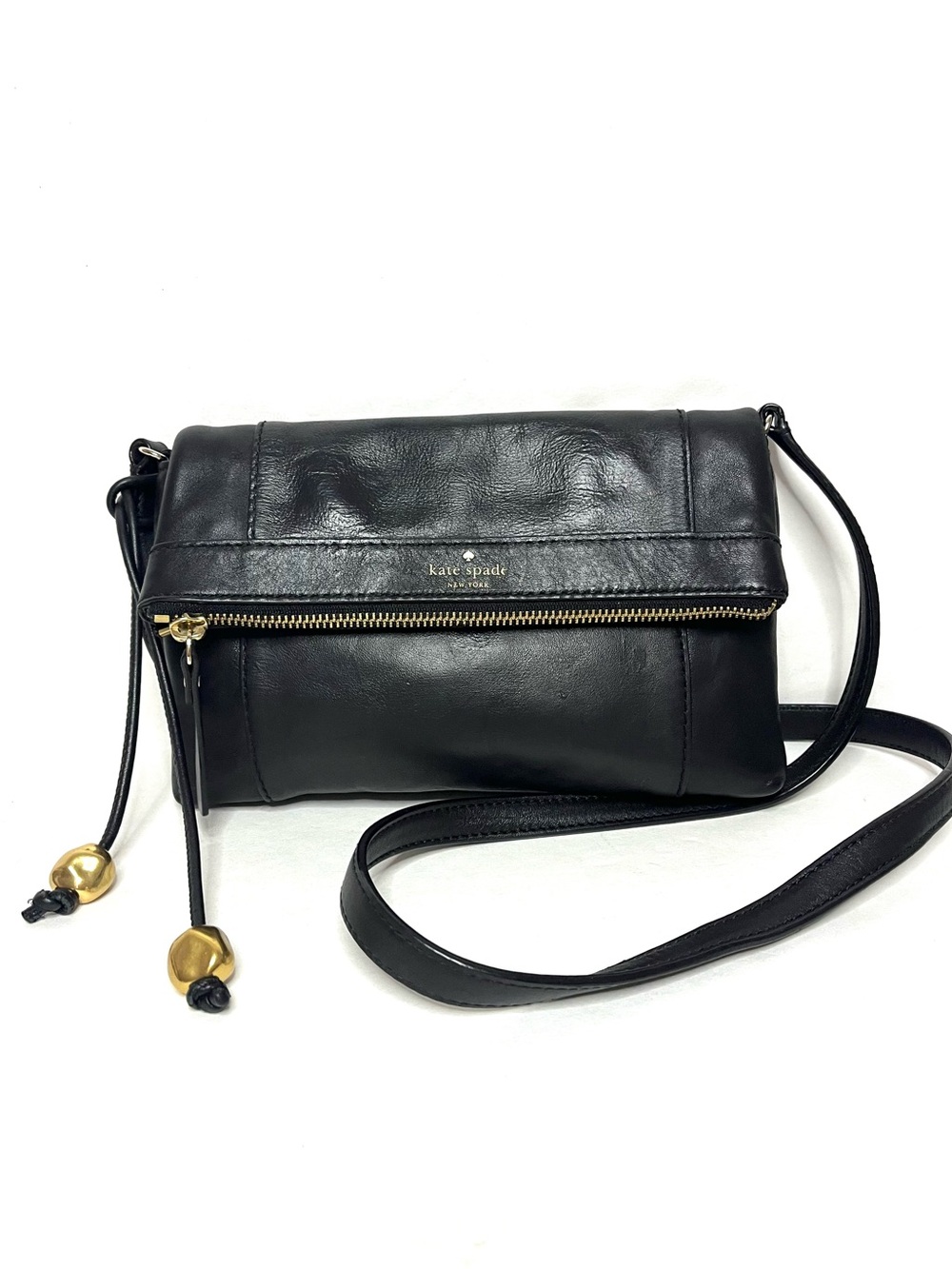 Kate Spade Fremont Place Julian Black Leather Fold-over Crossbody